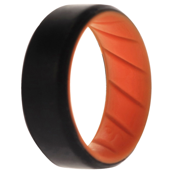 Silicone Wedding BR 8mm Edge Ring - Orange-Black by ROQ for Men - 8 mm Ring - Picture 2 of 2